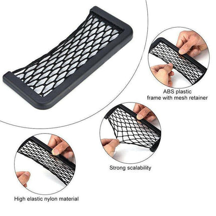 2x Medium Car Mesh Storage Holder Adhesive Net Pocket Phone Bag Card Black Truck - Aimall