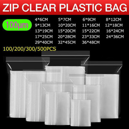 100/200/300/500PCS 10C Bulk Resealable Zip Bags PE Clear Plastic Bag Zipper AU - Aimall