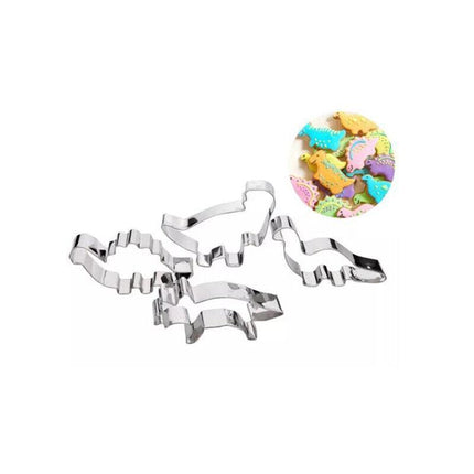4x Stainless Steel Dinosaur Cookies Cutter Biscuit Pastry Cake Fondant Mould FY - Aimall