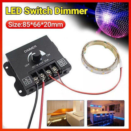 30A 12V-12V Metal LED Switch Dimmer Controller Manual Operation for Strip Light - Aimall
