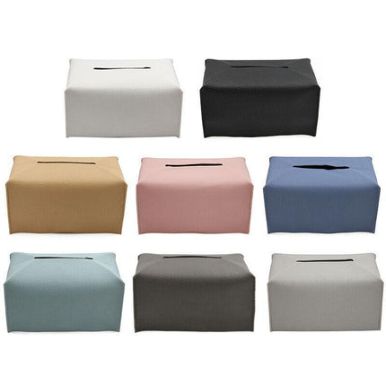 Tissue Box Dispenser Paper Storage Holder Napkin Case Organizer PU Leather Cover - Aimall