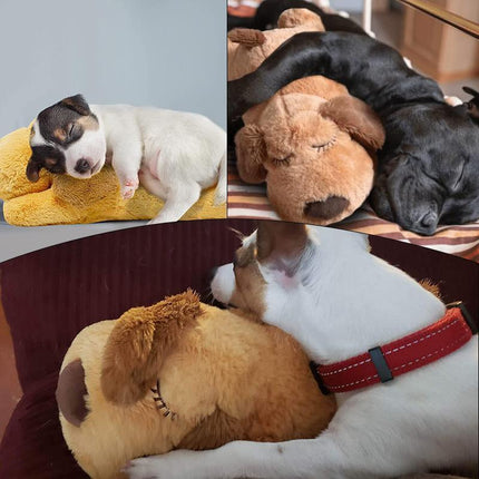 Pet Puppy Cat Soft Plush Toy Heartbeat Sleeping Buddy Dog Behavioral Anxiety Aid - Aimall