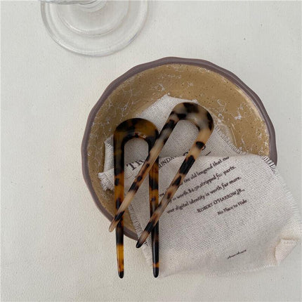 2PCS U-Shape Hair Clips Stick Tortoise Shell Hairstyle Hair Pin Hair Accessories - Aimall