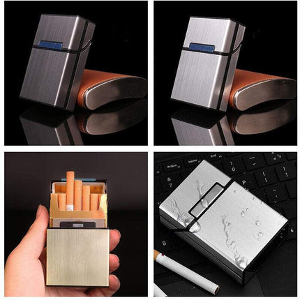 Tobacco Holder Aluminum Pocket Box Storage Container 20 Cigarette Case LighterAU - Aimall