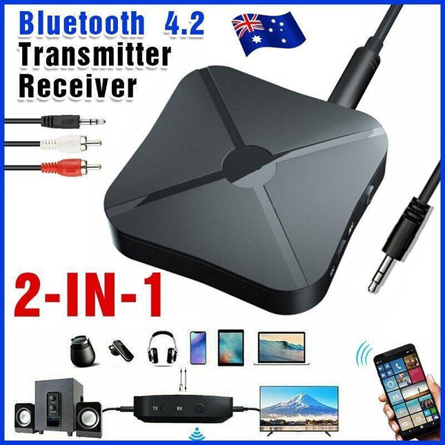 2in1 Wireless Bluetooth Audio Transmitter & Receiver HIFI Car Adapter RCA AUX-in - Aimall