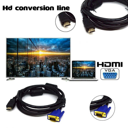 HDMI Male to VGA Male Cable Adapter Monitor Lead HD 15Pin 1080P Converter Laptop - Aimall