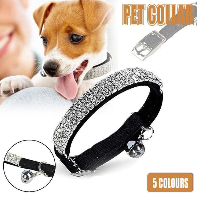 Collar Suede Cat Kitten Puppy Pet safety release adjustable Rhinestone 5 Colours - Aimall