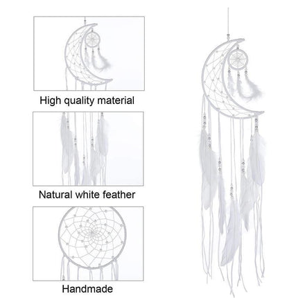 Moon Crescent feather Dream Catcher Wall Hanging Tapestry Woven Nursery Craft AU - Aimall