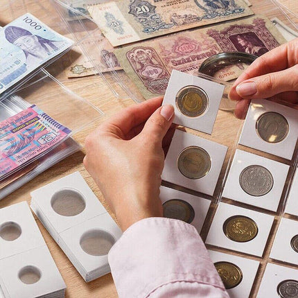100X Staple Coin Holder Display Clear Window Storage Protect Penny Cent - Aimall