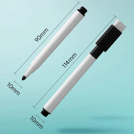 10PCS Whiteboard Marker Pens Black Dry Wipe Erase Magnetic Pen Eraser Lid Cap AU - Aimall