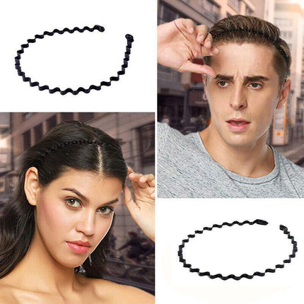 Fashion Men Women Girls Sports Metal Wave HOOP Headband Hair Band Unisex AU - Aimall