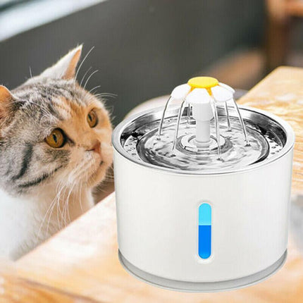 LED Automatic Electric Pet Water Fountain Cat/Dog Drinking Bowl Waterfall 2.4LAU - Aimall