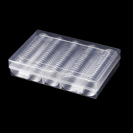100pcs Coin Storage Box Case Capsules Holder Clear Plastic Round 20MM 25mm 30mm - Aimall