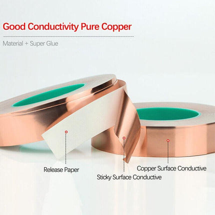 Double Sided Copper Foil Tape 10M x 50MM EMI Shielding Conductive Adhesive Tapes - Aimall