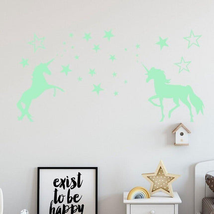 Unicorn Glow In The Dark Stars Wall Stickers Kids Bedroom Decals DIY Decor - Aimall