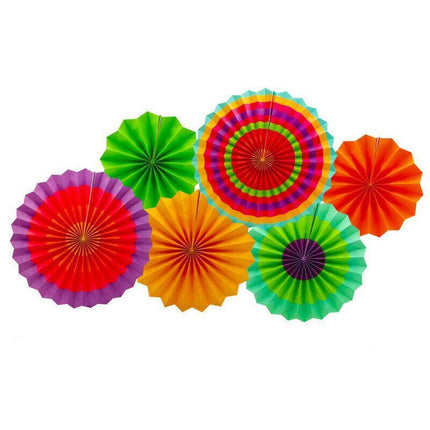 Colorful Paper Fans Party Decorations 6pcs Mexican Fiesta Hanging Decor Birthday - Aimall