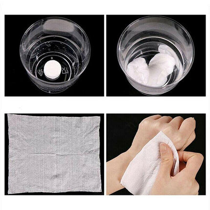200PCS Travel Compressed Towels Tablet Wash Cloths Camping Hand Towel 0.8CM AU - Aimall