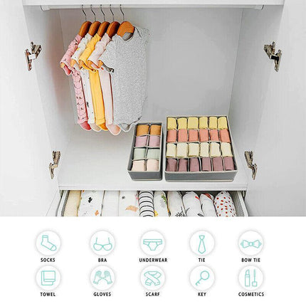 4 PCS/Set Foldable Storage Drawer Organizer Bra Underwear Closet Divider Kit New - Aimall
