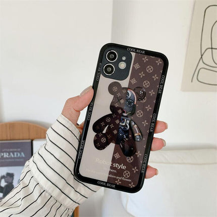 For iPhone 13 Pro Max 12 11XS XR Luxury Cool Bear Shockproof Glass Case Cover AU - Aimall