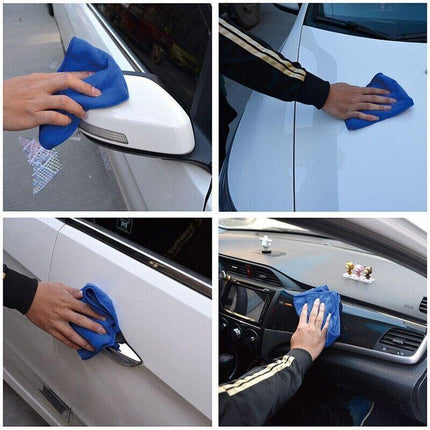 50PCS Blue Microfibre Cloths Car Cleaning Cloth Detailing Towels Washing Duster - Aimall
