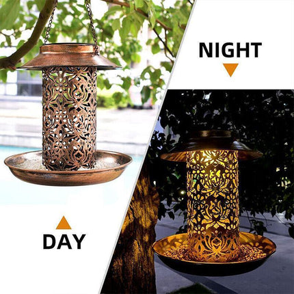Solar Powered Bird Feeder Light Hanging Outdoor Solar Lamp Solar Garden Light - Aimall