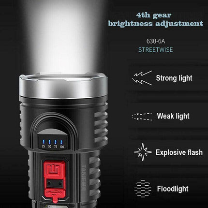 Super Bright Torch 6 Led Flashlight USB Rechargeable Tactical light Stock AU - Aimall