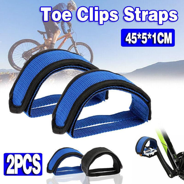2PCS Toe Clips Straps Fixie Bicycle Pedals Anti-slip Cycling Bike Black AU Stock - Aimall