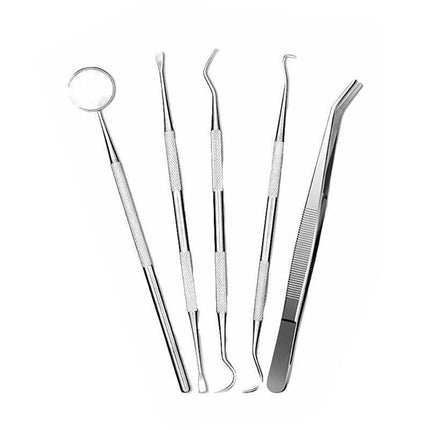 6PCS Dental Hygiene Teeth Cleaning Tools Kit Mirror Scraper Pick Scaler Tweezer - Aimall