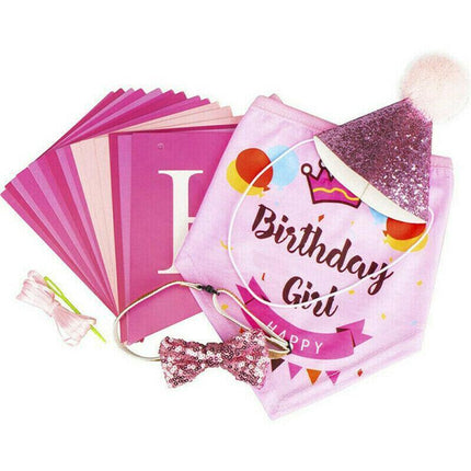 Dog Pet Happy Birthday Banner Hat Headwear Bandana Neckerchief Ties Party Decor - Aimall