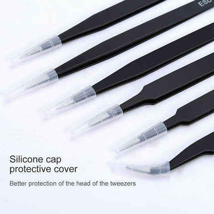 6 Pcs ESD Anti-Static Tweezer Set Tweezers Maintenance Tool Stainless Steel AU - Aimall