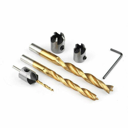 8PCS 3-10MM 5 Flute Countersink Drill Bit Set Reamer Woodworking Chamfer Tools - Aimall
