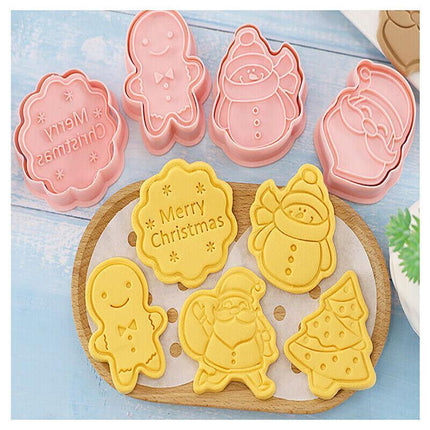 8Pcs/Set Christmas Cartoon Cookie Cutter 3D Biscuit Decorating Mold Baking Mould - Aimall
