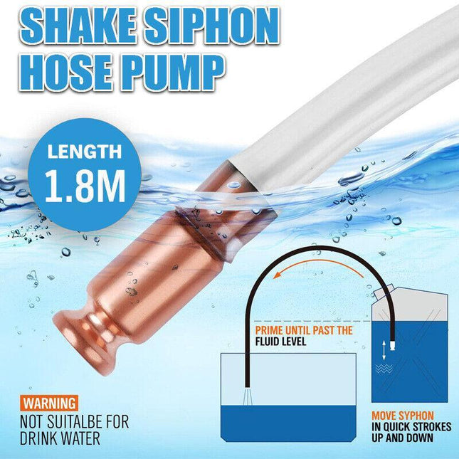 Syphon Jiggler Hose Pump Copper Attachment Self Priming 18mm 1.8M Petrol Liquid - Aimall