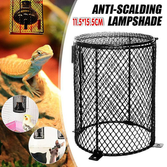 Round Reptile Heat Lamp Light Bulb Mesh Cage Protector Enclosure 11.5x15.5cm AU - Aimall