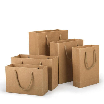 Kraft Paper Bags 50 x Bulk, Gift Shopping Carry Craft Brown Bag with Handles AU - Aimall