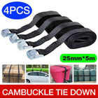 4PCS Tie Down Strap Buckle Cargo Ratchet Lugga Roof Rack Lashing Rope 5m×25mm AU - Aimall