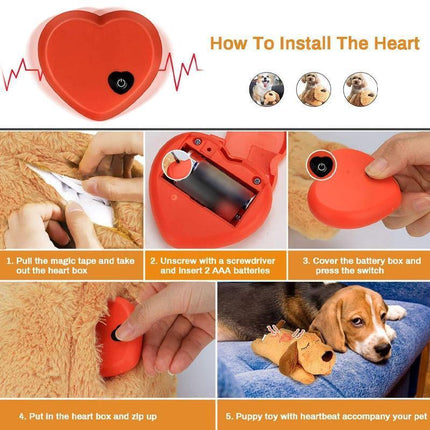 Pet Puppy Cat Soft Plush Toy Heartbeat Sleeping Buddy Dog Behavioral Anxiety Aid - Aimall