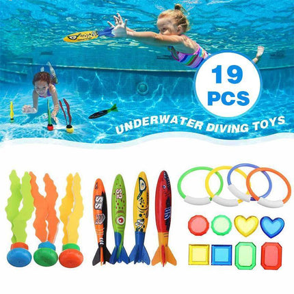 Underwater Swim Pool Diving Toys Summer Swimming Dive Toy Sets Water RIng Sticks - Aimall