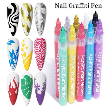 Nail Graffiti Pen for 3D Nail Art DIY Painting Nail Polish Pen Drawing Line Tool - Aimall