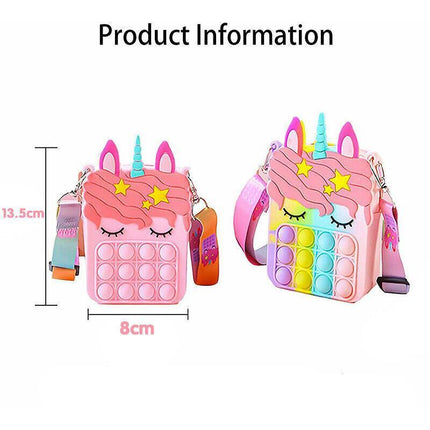 Pop it Shoulder Bag for Girls and Women Unicorn Pop Purse Bags for Kids Autism - Aimall