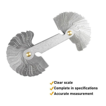 52 Blades Screw Gauge Thread Pitch Gage 60° Metric 55° Whit Worth Lock Up Device - Aimall