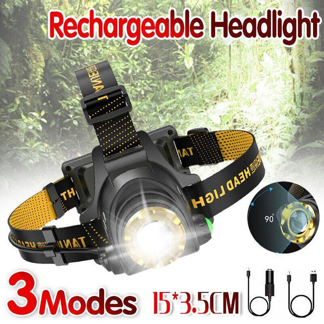 12000000lm LED Headlamp USB Rechargeable Headlight Head Torch Lamp Flashlight - Aimall
