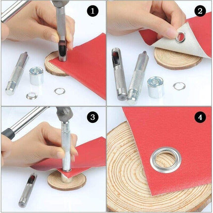 Eyelet Punch Die Tool Kits +100set 6mm Eyelets Grommet Washer For Leather Craft - Aimall
