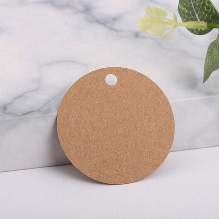 200PCS Kraft Paper Tags Round 5X5 cm Brown Card Cardboard Wedding Party Gift DIY - Aimall
