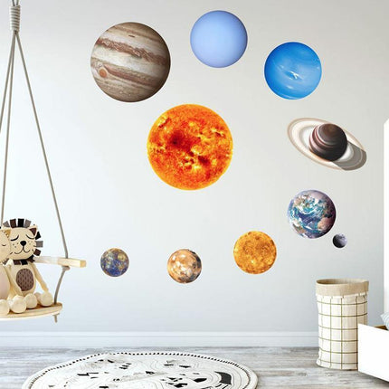 Glow In The Dark Solar System Wall Sticker 10 Planet - Aimall