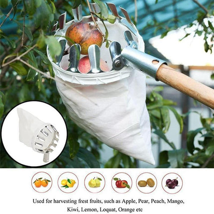 Fruit Picker with Bag Basket Garden Farm Fruit Catcher Harvest Picking Tools - Aimall