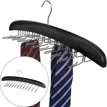 Tie Belt Scarf 24 Hooks Hanger Rack Clip Organiser Holder Storage Wood - Aimall