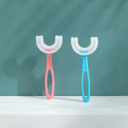 Children U Shaped Toothbrush Soft Silicone Head Brush 360° Oral Teeth Cleaning - Aimall