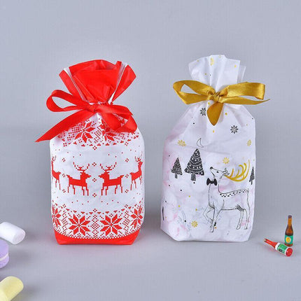 10PCS Plastic Candy Bags Christmas Elk Candy Sweet Treat Bags Biscuit 15*23.5CM - Aimall