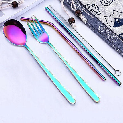 9PCS Premium Cutlery Travel (Portable) Set Stainless Steel (Knife, Fork, Spoon) - Aimall